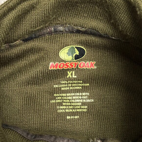 Mossy Oak Boxy 1/4 Zip Men's Olive Green/Camo Sweatshirt - Size XL - Picture 5 of 6